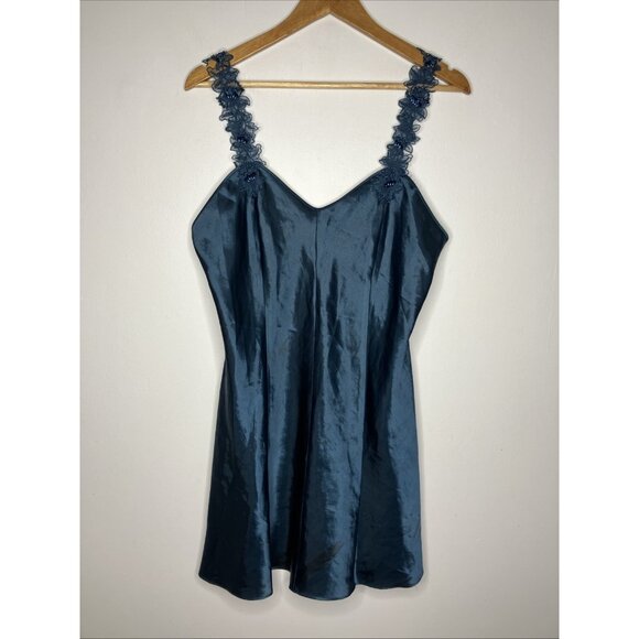 Vintage Teal Nightie Slip Women's Large Vintage - Picture 1 of 11